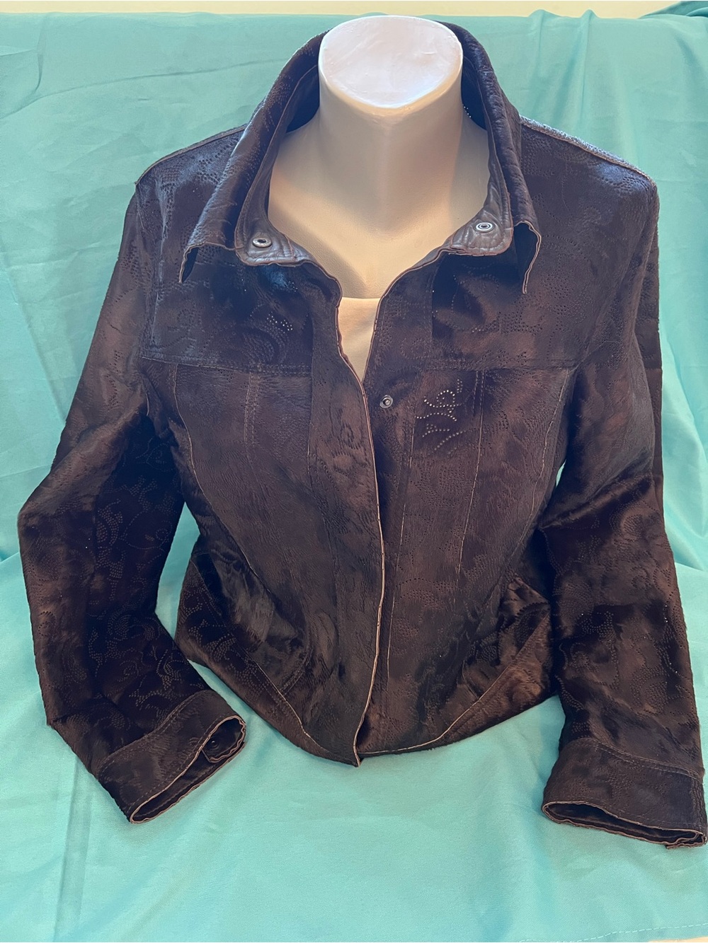 Luisa Cerano Designer Women's Dark Brown 2000’s Napa Leather Jacket size 12